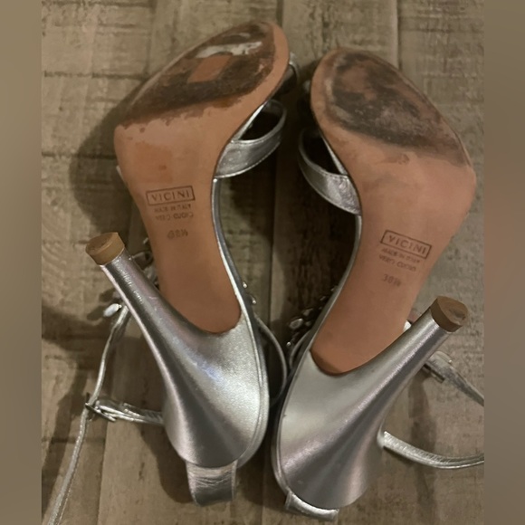 Formal silver and rhinestone heels. Womens size 8. Made in Italy. - Picture 4 of 5